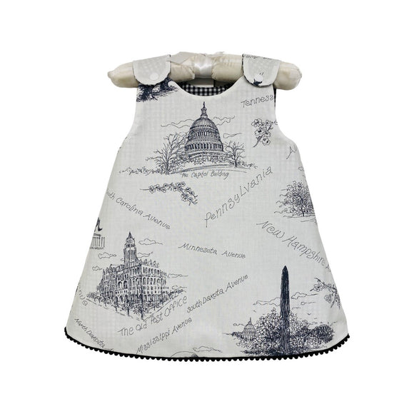 Washington D.C. Toile (Monument Grey) Reversible Jumper Dress