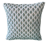Pillow - Embroidered Stars in Seaglass Green on White - 11 x 11