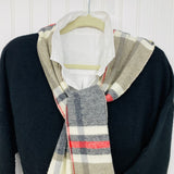 Scarves - Plaid Pattern - Taupe - Black - Red - Gray on Nautral