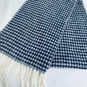 Scarves - Waffle Pattern - Navy and White